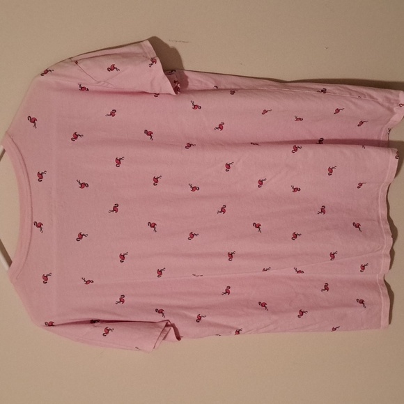 Life Is Good Light Pink V-Neck Tee with Pink Flamingo Pattern. Size Large. - Picture 6 of 6